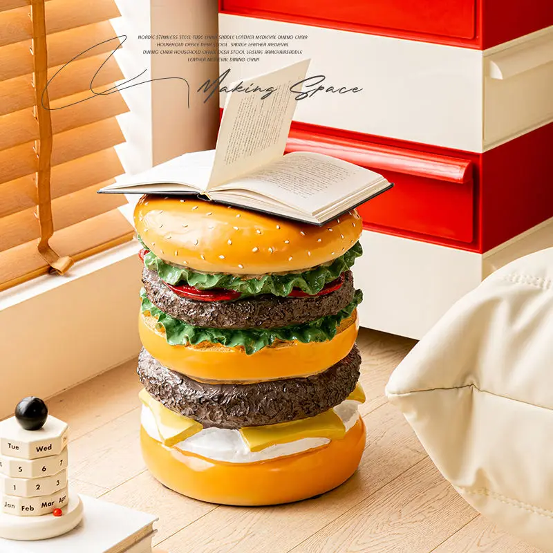 

Nordic Modern Resin Hamburger Stool Nigo Decoration Change Shoes Creative Corn Stool Home Decoration Handicraft Footstool