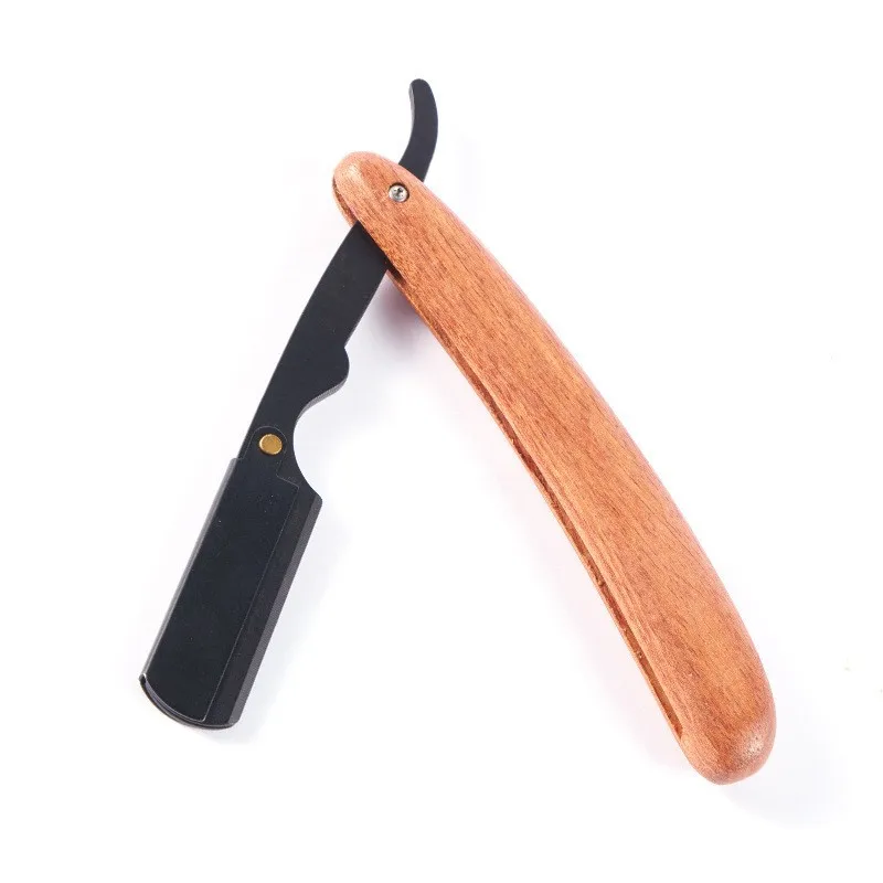 Men's Professional Barber Razor Pear Flower Wood Manual Folding Shaving Shave Stainless Steel Straight Razor Beard trimmer 2