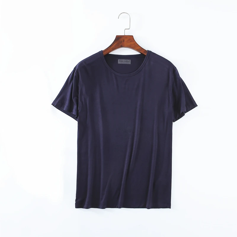 Mens Modal T-Shirt Short Sleeve Loose O-Neck Men T shirt Bottom Large Size Undershirt Man T shirt Solid Color For Male Tops Tees 2