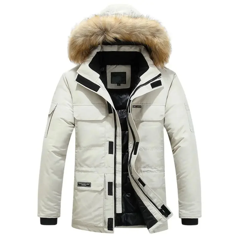 

Men Thick Casual Turn Down Collar Mens Coats Fashion Hooded Parkas Warm Winter Jackets