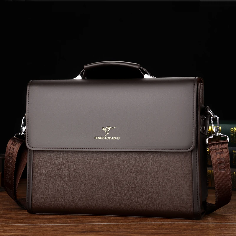 Multi layer high-capacity laptop bag Horizontal square genuine leather men's business handbag Genuine leather men's briefcase