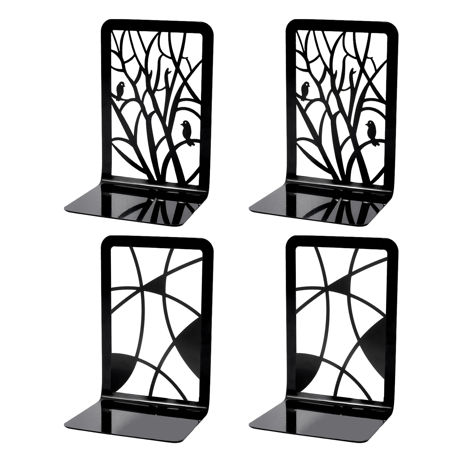 

4pcs Office Black Iron Shelf Magazines Books School Home Support Non Slip DVD Book End Desktop Durable Holder Sturdy