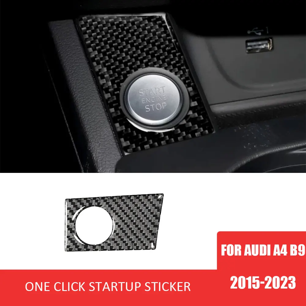 

Car Engine Start Stop Button Panel Decorative Carbon Fiber Sticker for Audi A4 B9 2015-2023 Auto Interior Decoration