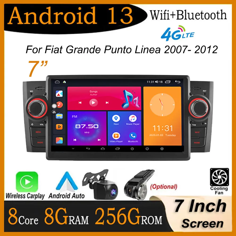 Autoradio Autoradio avec écran pour Fiat Grande Punto Linea 2007-2012  Autoradio Multimedia Player Navigation GPS Bt Android 11