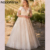 RODDRSYA Boho Tulle Wedding Dress Princess A-Line V-Neck 3/4 Sleeves Bride Party Appliques Illusion Backless Lace Up Bridal Gown