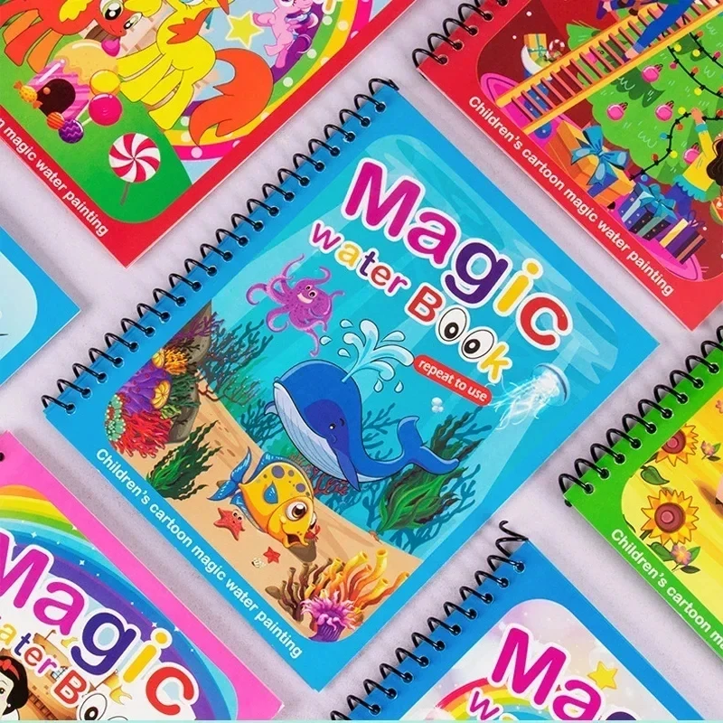 Reusable Water Coloring Book Magic Drawing Book for Kids Toddler Painting Book Montessori Educational Learning Toys for Children 2