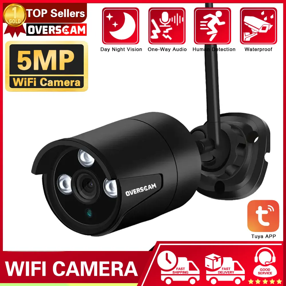 

5MP IP Camera Wifi Outdoor Waterproof Security Surveillance Video Camera Wireless Audio Human Body Detection RtspTuya Smart Life
