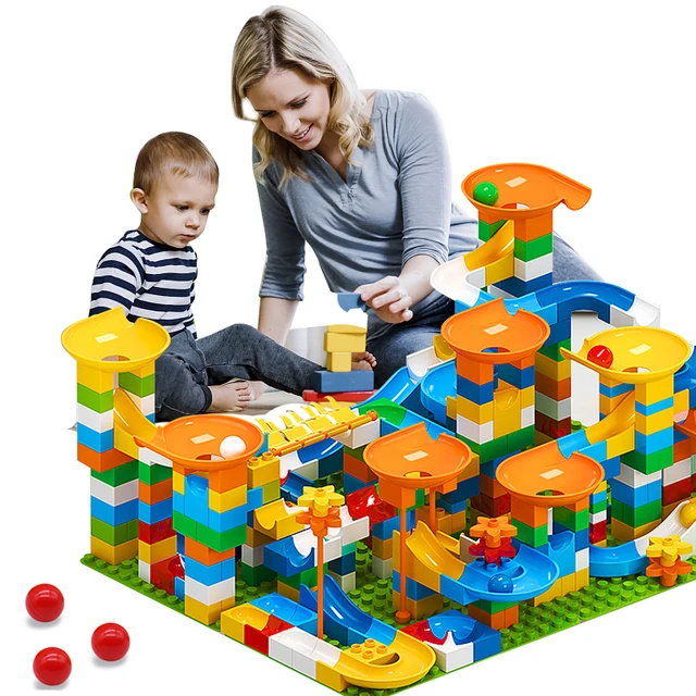 Marble Race Run Big Block Maze Ball Building Blocks Funnel Slide Blocks DIY Big Bricks Toys For Children Gift 1