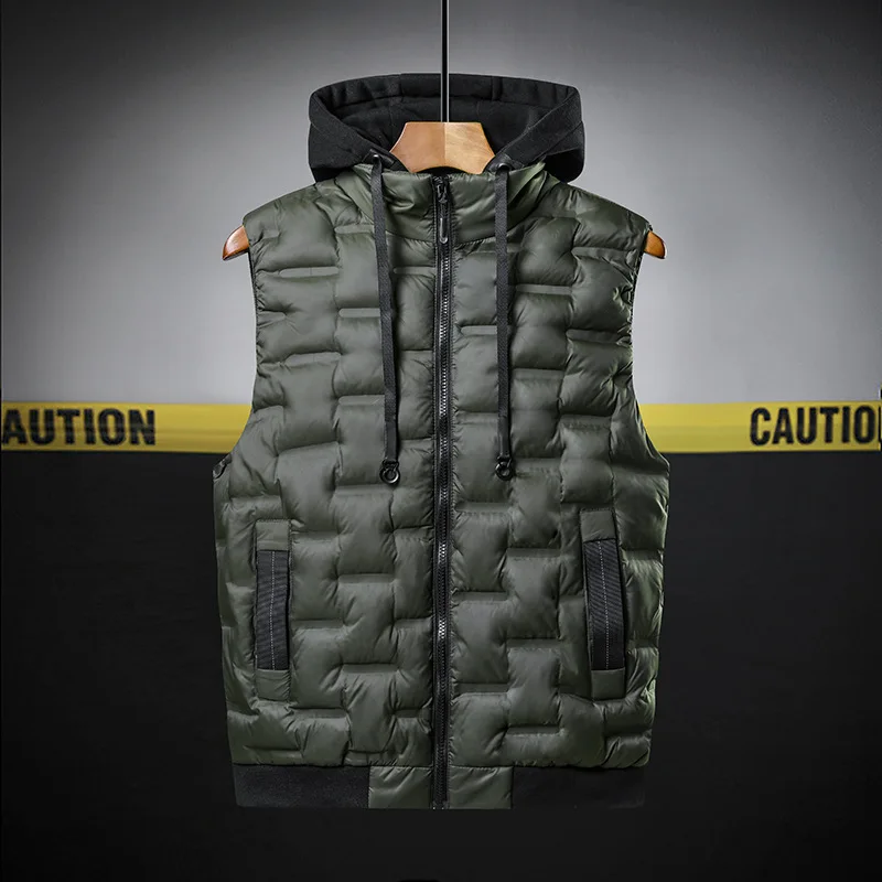 New Men\'s Winter Cotton Down Vest Sleeveless Jacket Waistcoat Jacket Male Autumn Casual Vest Outwear Coats Plus Size 4XL