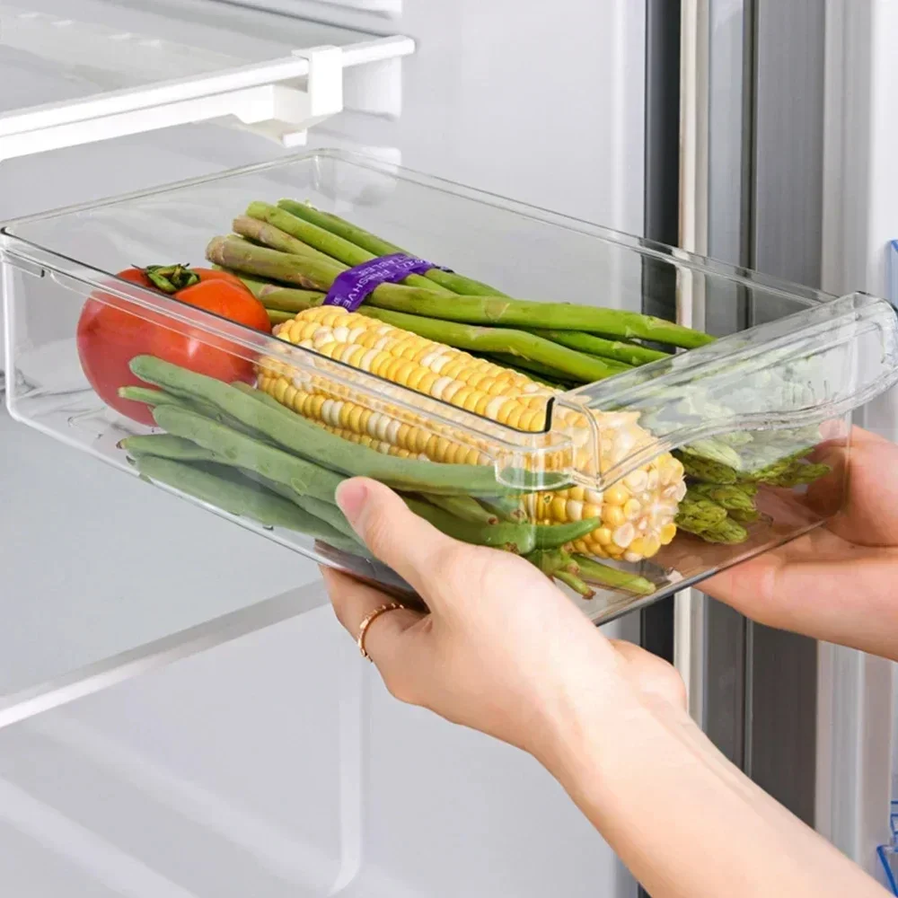 Fridge Organizer Fruit Egg Refrigerator Storage Box Transparent Under-shelf Refrigerator Drawer Box Fresh-keep Kitchen Organizer