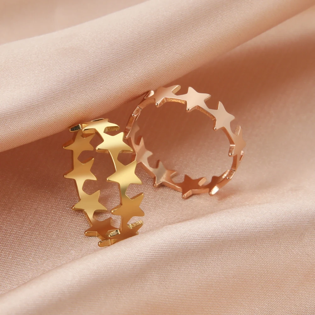 Kkjoy Simple Stainless Steel Silver Color Rings For Women Men Hollow Solid Star Finger Ring Gifts For Girls Jewelry Wholesale 4