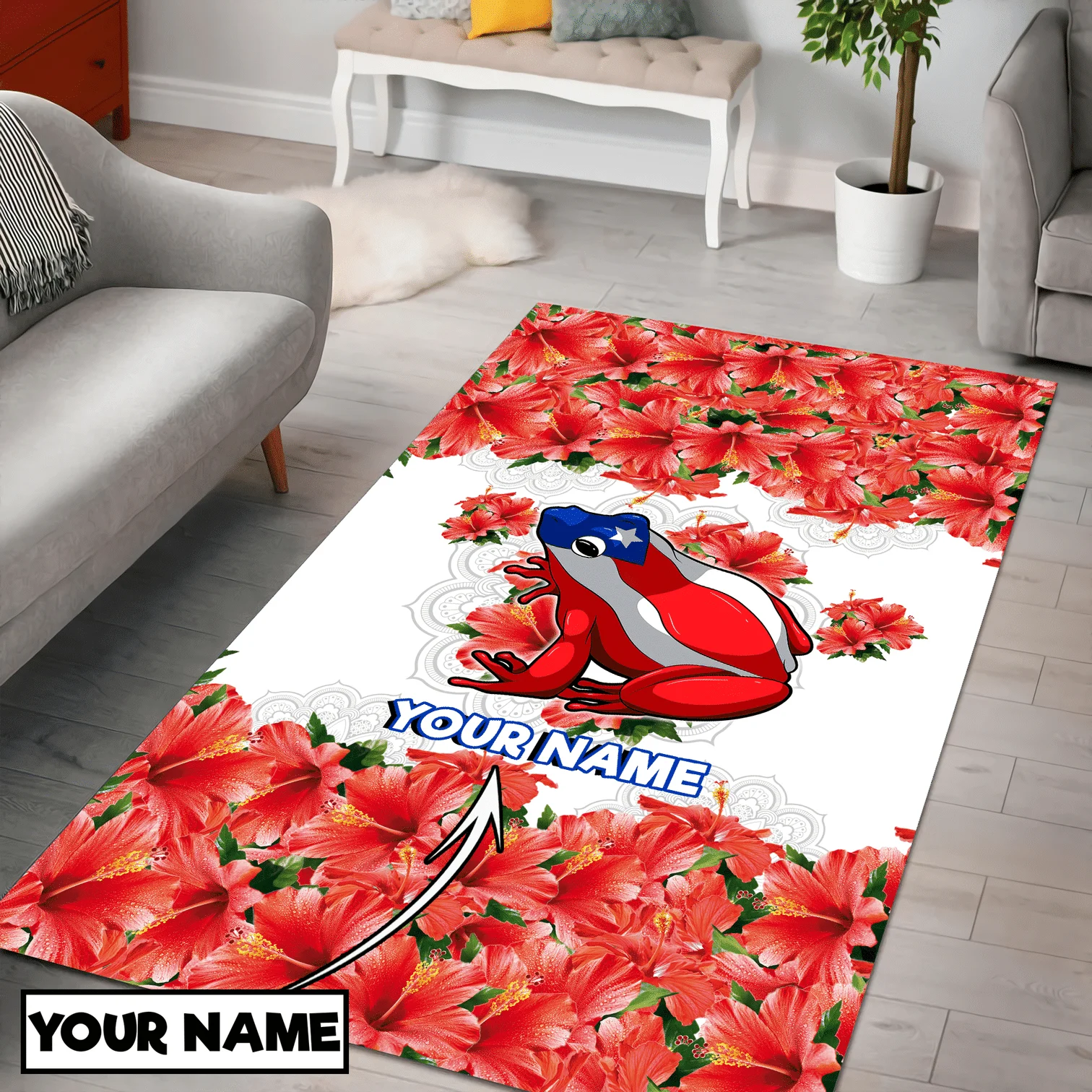 

Customize Name Maga Coqui Puerto Rico Rug 3D Printed Mat Floor Anti-slip Carpet Home Decoration Themed Living Room Carpet