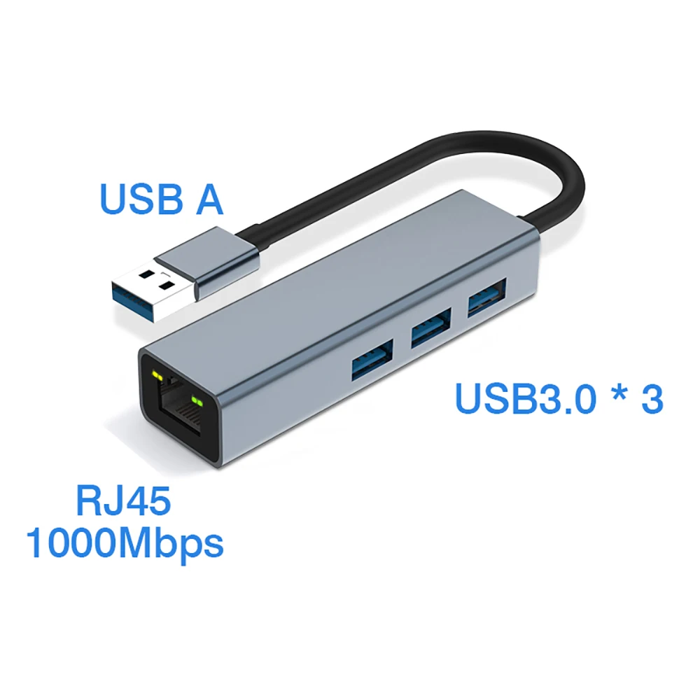 Divisor Usb tipo c Hub Hub com Usb3.0 1000mbps Adaptador Ethernet Rj45 100mbps Usb2.0 Estação de Ancoragem com Carga pd 100w - Imagem 3