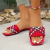 Women Slippers Summer Fashion Beach Mules Casual Indoor Home Slippers Selling Sexy Braided Square Toe Flat Sandals Slides Women 5