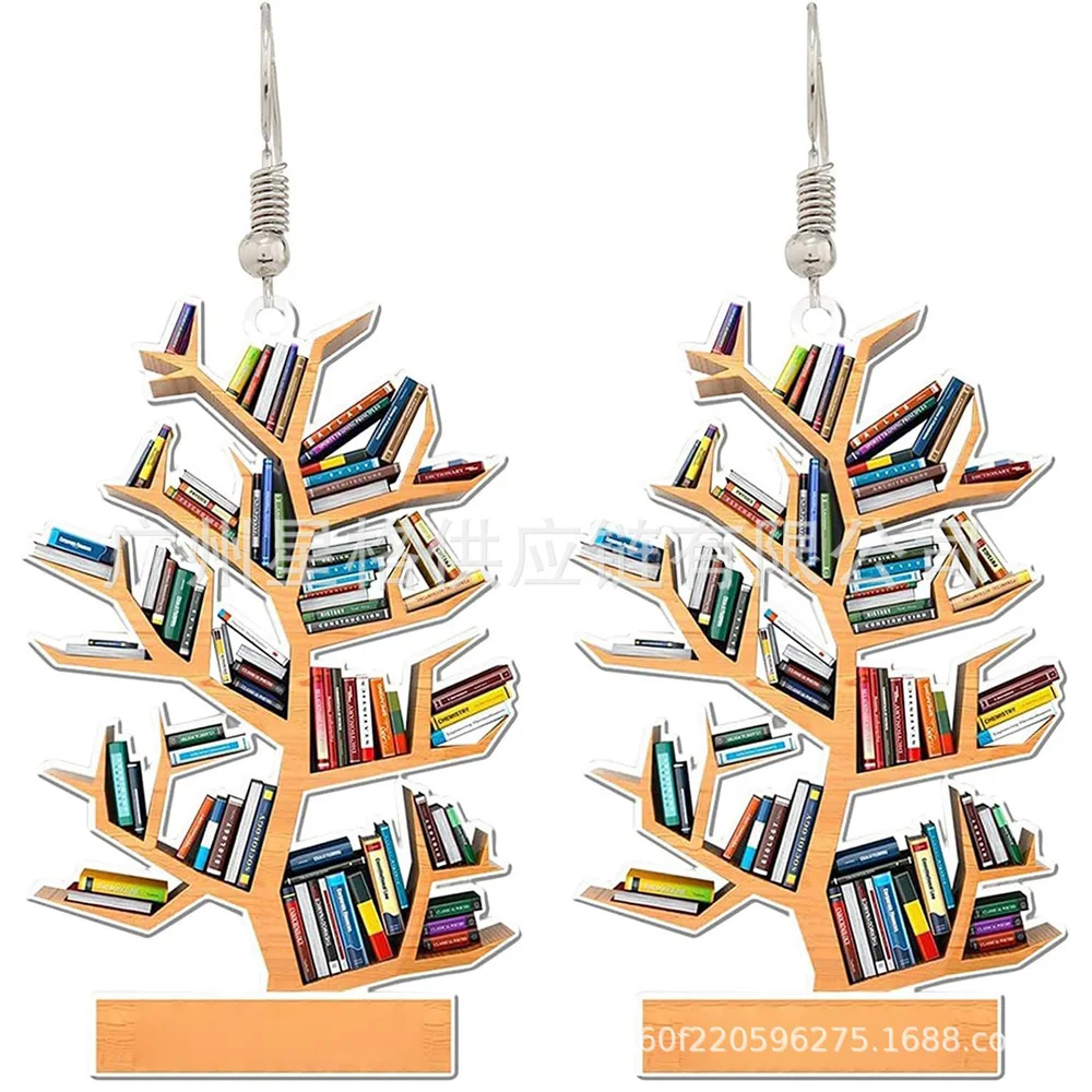 2023 New Fashion Book Lovers Heart Librarian Earring Gift for Girl Lover Heart Librarian Cute Pendant Earrings Acrylic Earrings