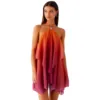 Gradient Mesh Halter Neck Dresses Women Sexy Backless Vacation Style Short Dress Fashion Irregular Vestidos Female Summer New