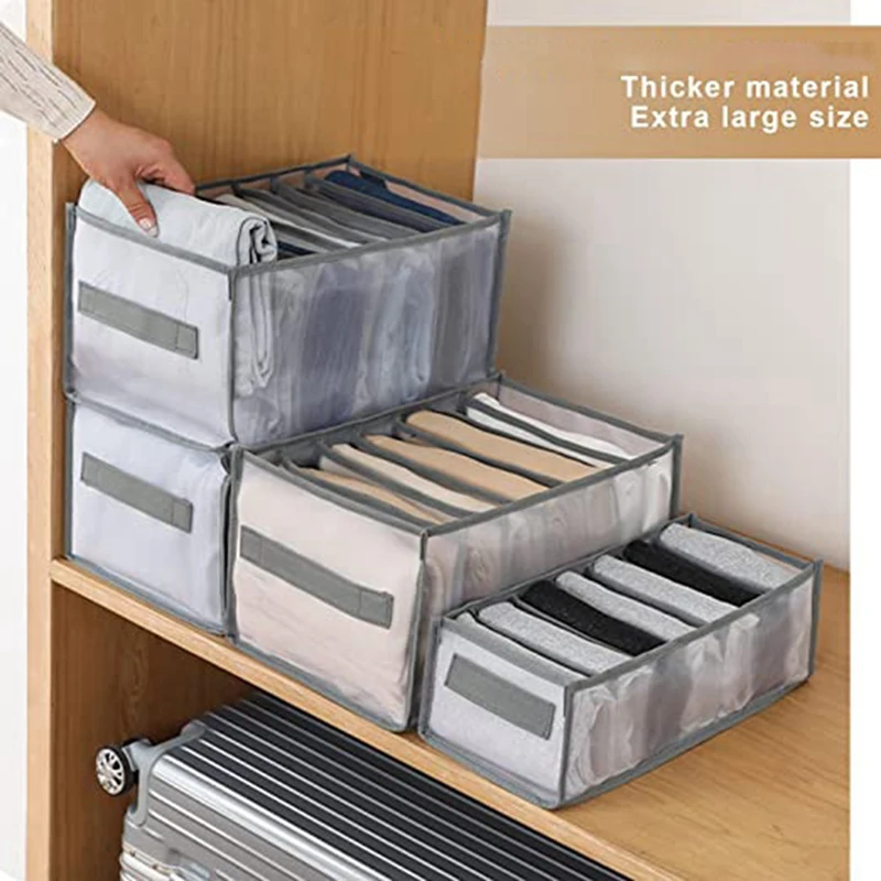 

4PCS Wardrobe Clothes Organizer For Jeans, Drawer Organizers For Clothing With Handle, Drawer Organizers For Jeans Shirt