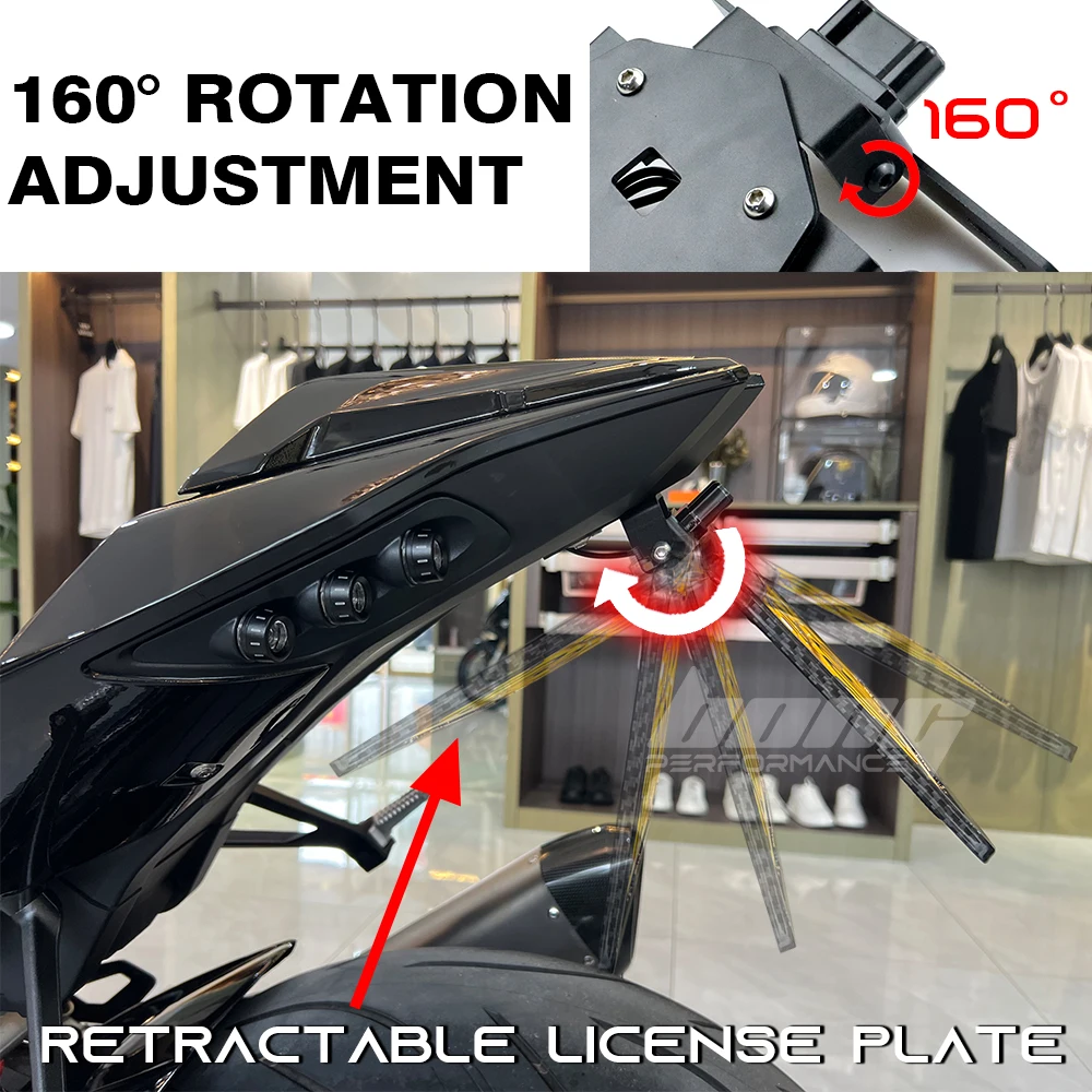 S1000RR Motorcycle Accessories Tail Tidy Rear License Plate Holder With Led Light FOR BMW M1000RR S1000R, license plate holder,motorcycle license plate holder