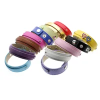 10pcs PU Leather 18x210mm+8mm Wristband Copy Leather Have a Small Belt on fit 8mm Slide Charm Letters DIY Accessory Bracelet 2