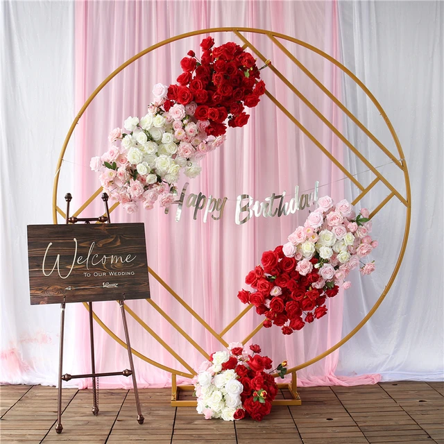 JAROWN Bunga Buatan Pernikahan Merah Muda Merah Putih Bunga Mawar Panjang  Bunga Baris Pesta Pernikahan Latar Belakang Dekorasi Bunga Meja - AliExpress