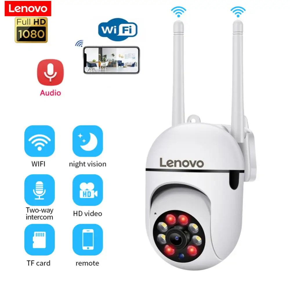 Lenovo WiFi Câmera IP Zoom 4X Câmera de Vigilância Ao Ar Livre Visão