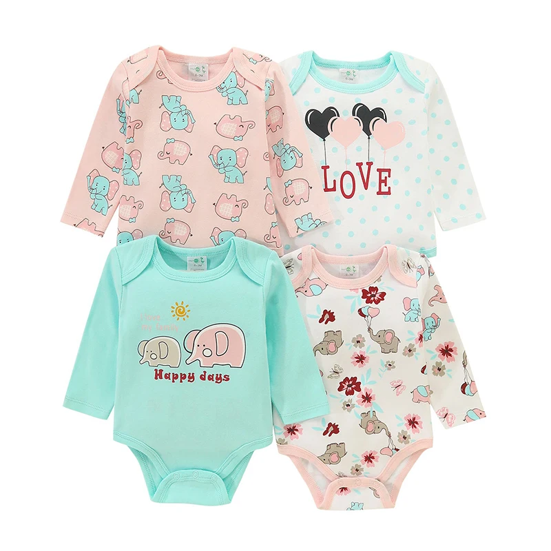 4 pezzi abbigliamento per bambini body per neonati manica lunga set di vestiti per neonati di alta qualità in puro cotone cartone animato abbigliamento per bambini per 0-12 mesi - immagine 6