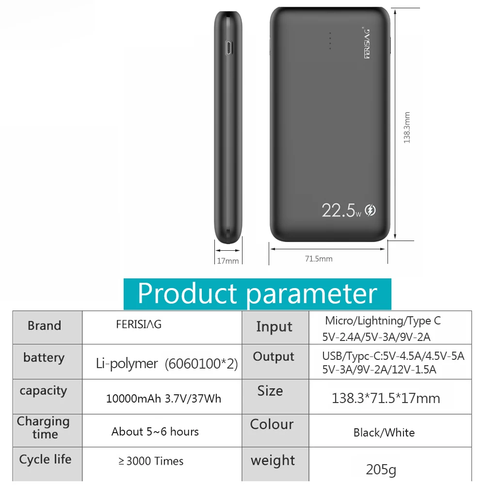 FERISING 5A VOOC Super Fast Charger 10000mah Power Bank USB Type C External Battery PD QC 3.0 Powerbank for Oneplus 6T 7 8 9 10 30 S62f556f5de614bbd8c4b532a62a08ac75