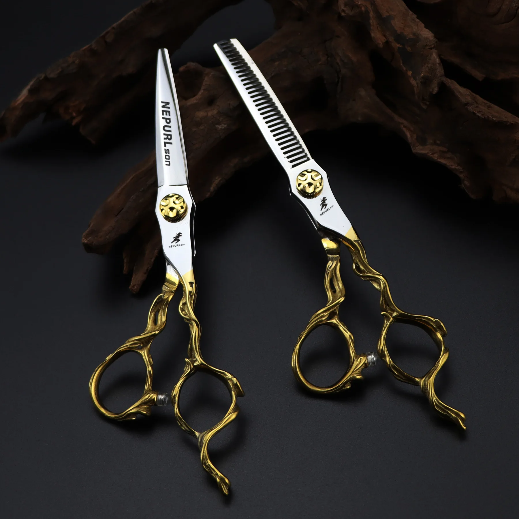 6 Inch Hair Cutting Scissors Professional Black Gold Root Handle Thinning  Barber Scissors to Cut Hair Barber Accessories - AliExpress