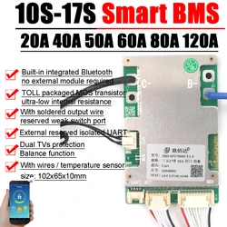 Bluetooth Smart 10S to 17S 16S Lithium Battery Protection Board BMS Balance charging 36V 48V 52V 60V 12S 13S 14S Li-ion LifePo4