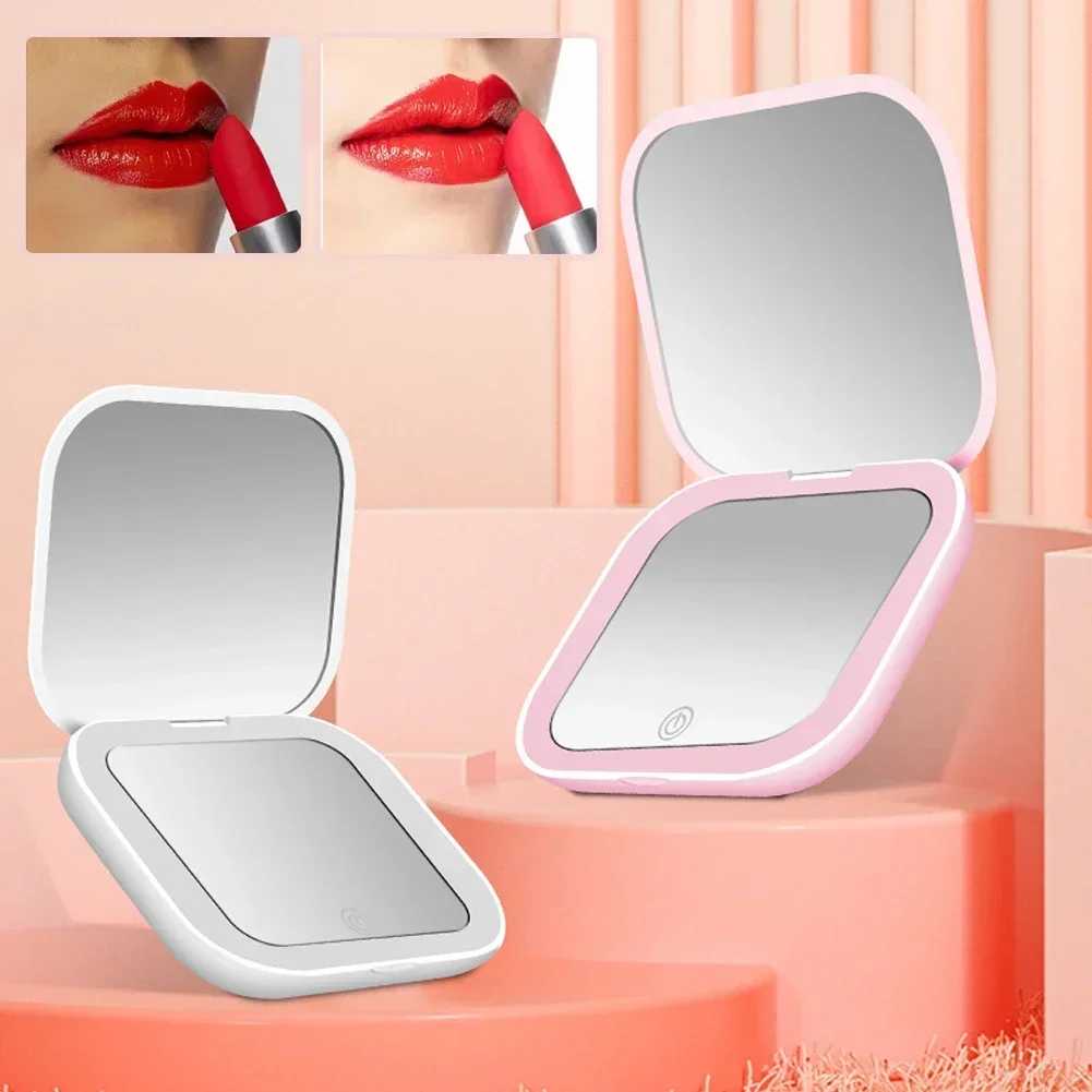 USB 휴대용 휴대용 포켓 메이크업 거울, 터치 스크린 디밍 메이크업 거울, LED 화장대 거울
