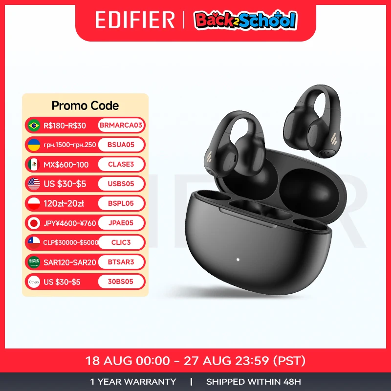 Edifier Comfo C Open-Ear Wireless Bluetooth Earbuds Clip-On