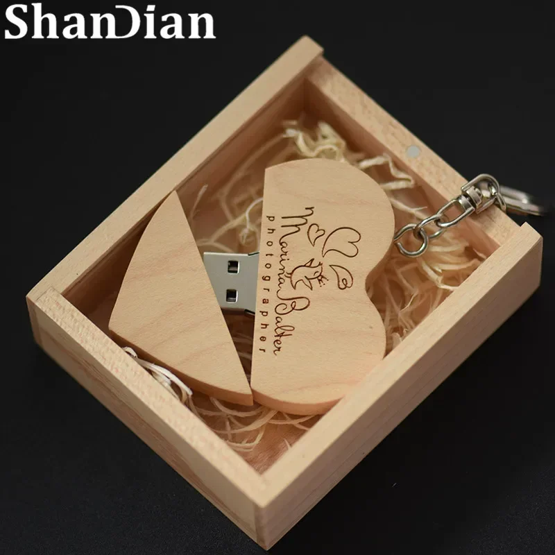 Heart Wedding Photography Gifts USB Flash Drive Free Wooden Pen Drive Real Capacity Memory Stick 64GB/32GB U Disk usb flash drive,flash drive