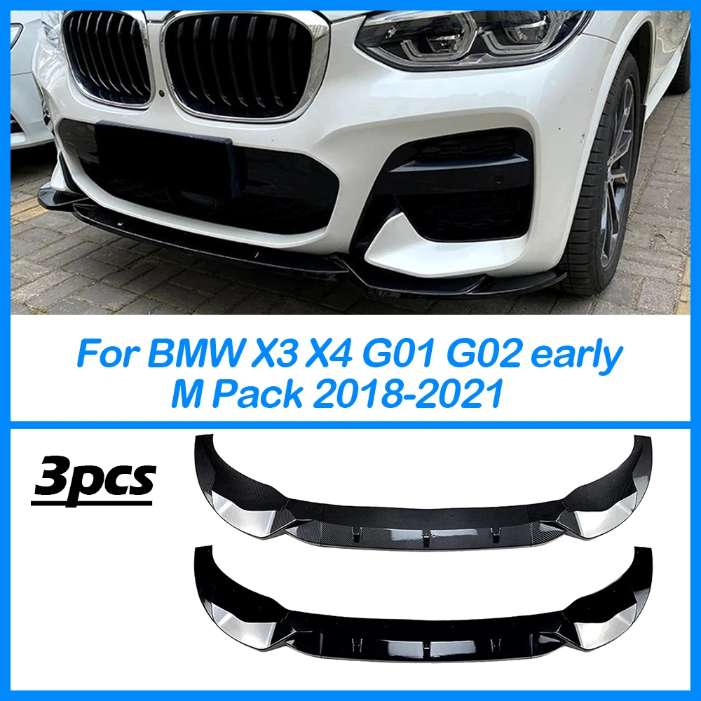 

For BMW X3 X4 G01 G02 Early M Pack 2018-2021 Car Front Bumper Lip Body Kit Spoiler Splitter Anterior Chin Diffuser Accessories