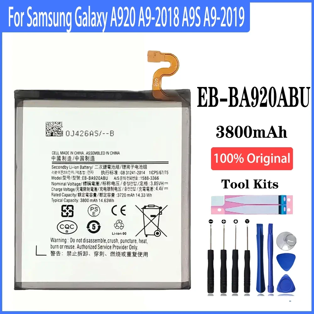 

100% high capacity EB-BA920ABU 3800mAh Battery For Samsung Galaxy A920 A9-2018 A9S A9-2019 Phone Replacement With Tools