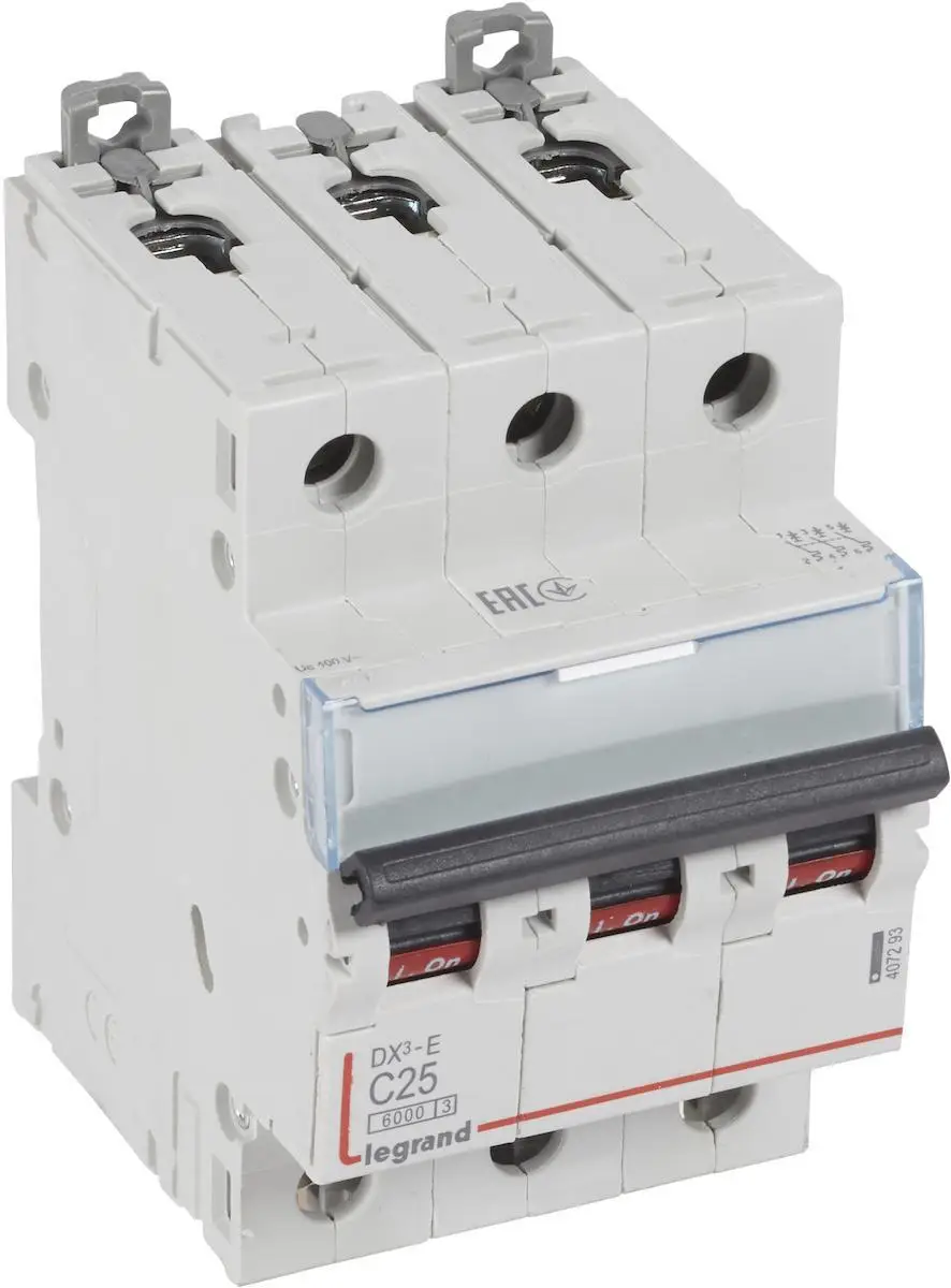Three pole circuit breaker 25A Legrand dx3 e 407293 (6 Ka, C)Circuit