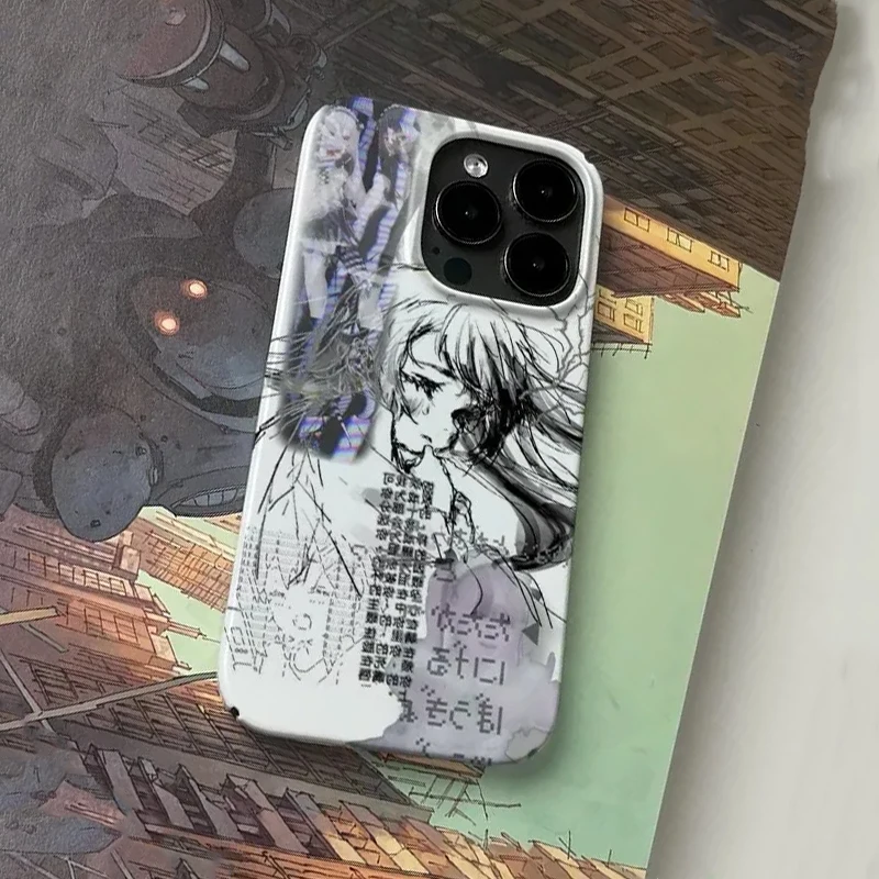 Luxury Cartoon Anime Girl Collage Glossy Phone Case Cover