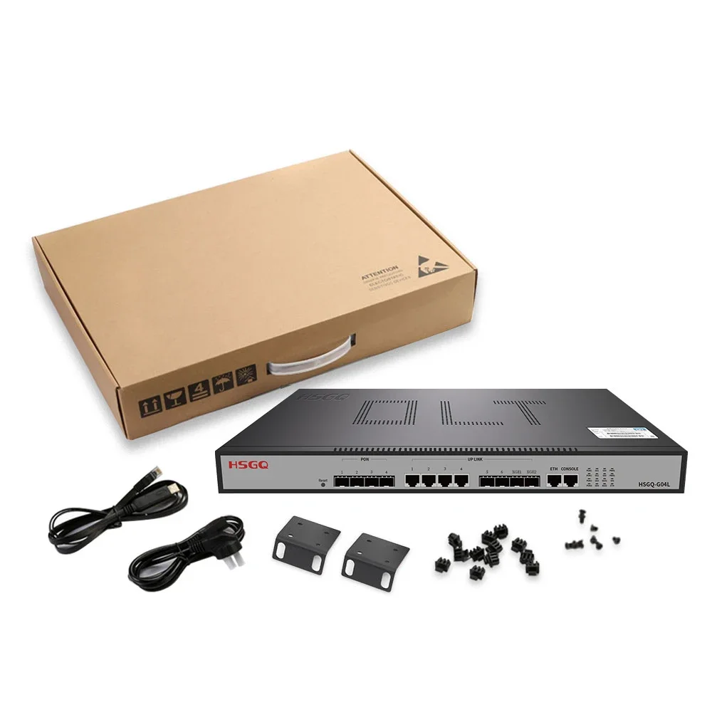 HSGQ-G04L free shipping 4 GPON OLT 4 GE RJ45 ports, 2SFP ports,  2SFP+(10GE) optical uplink ports,4 pon ports GPON OLT
