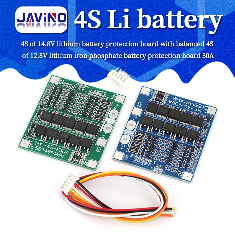Scheda di protezione della batteria al litio 4S 14,8 V con scheda di protezione della batteria al litio ferro fosfato bilanciata 4S 12,8 V 30A