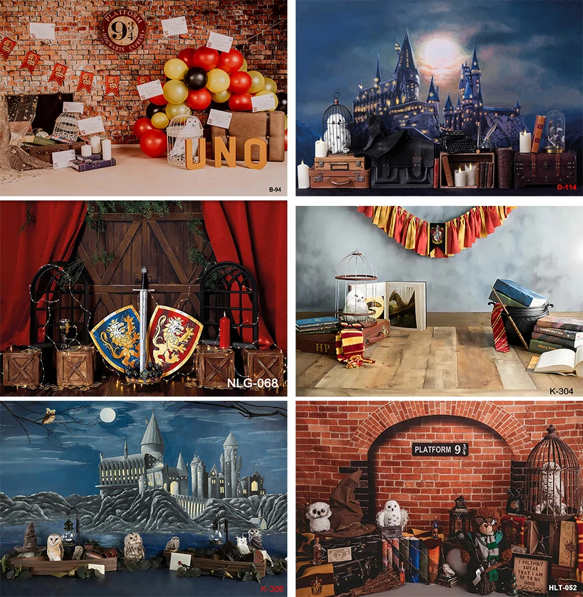 

Halloween Magic School Castle Dinning Hall Photo Backdrop Birthday Party Background Photography Photocall Banners