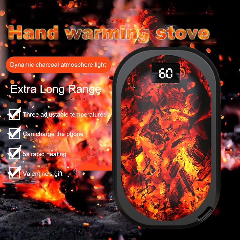 Scaldamani Elettrico Ricaricabile 5200 MAh – 3 Livelli Calore, Power Bank E Torcia LED, Regalo Invernale - 3