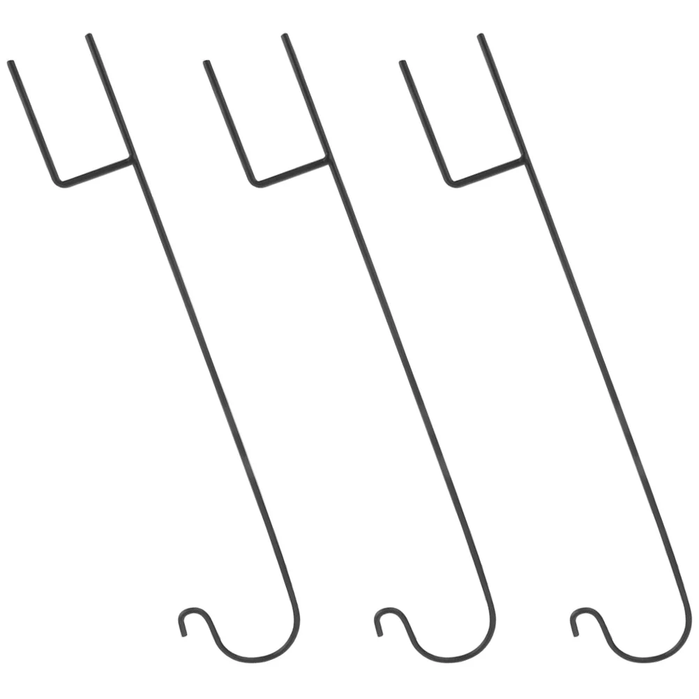 

3 Pcs Outdoor Garden Hooks Flagpole Heavy Duty Clothes Rack Deck for Shepherds Streetlamp Hanger