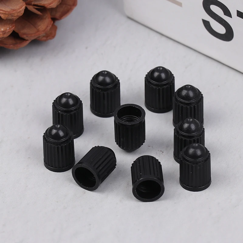 100PCS Car Tire Valve Plastic Black Bike Tyre Valve Caps O Rubber Ring Covers Dome Shape Dust For Car Motorcycle Cap Decor