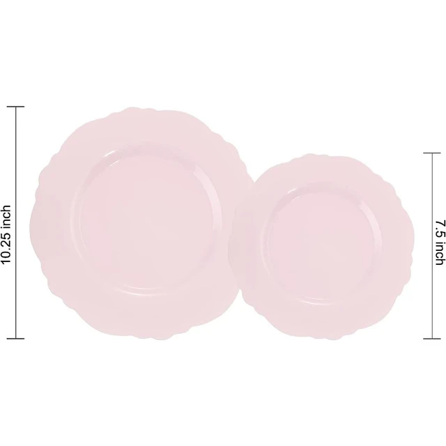  WDF 25 Guest Pink Plates with Disposable Plastic