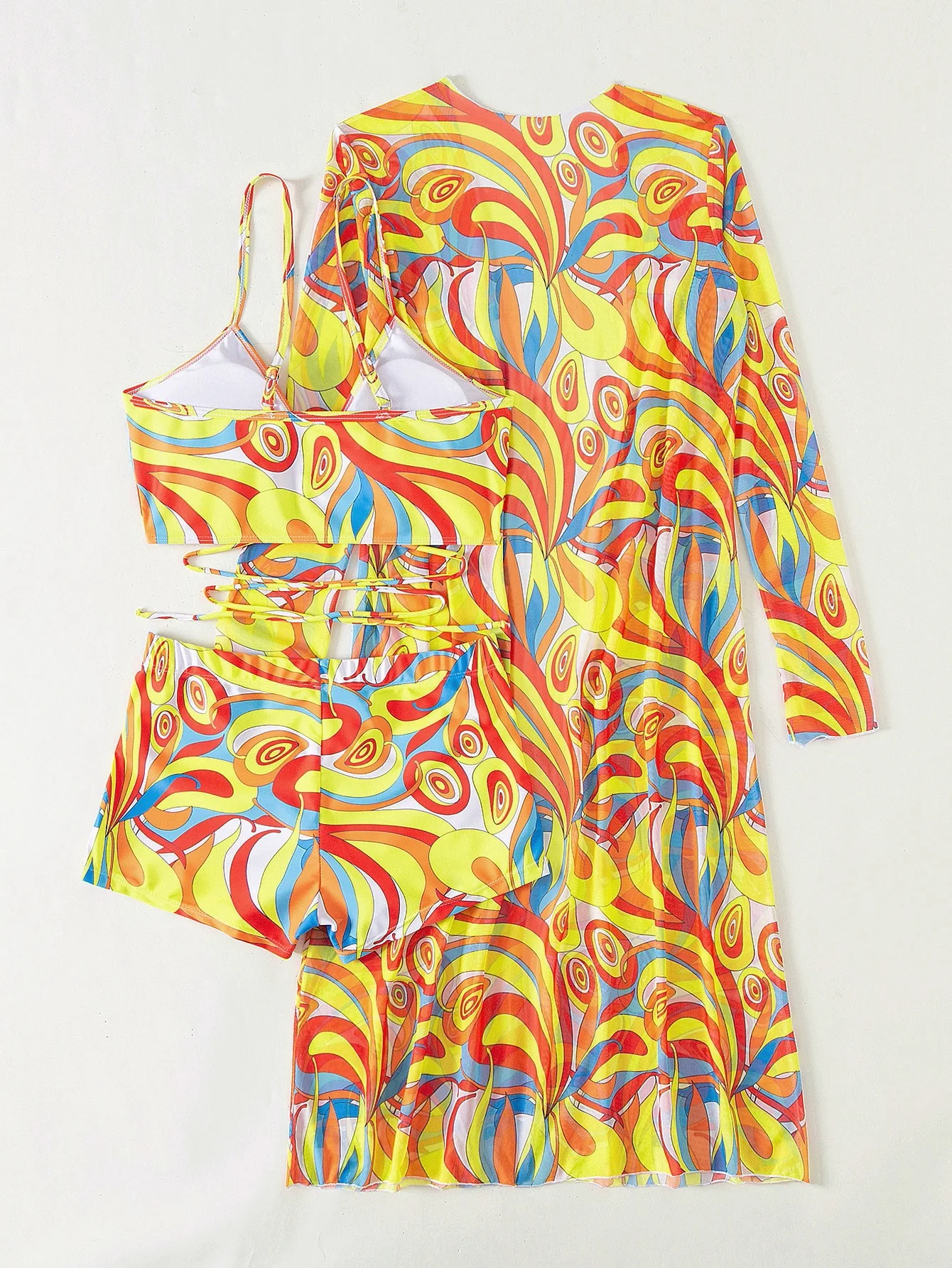 High Waist Print Bikini with Cover-Up