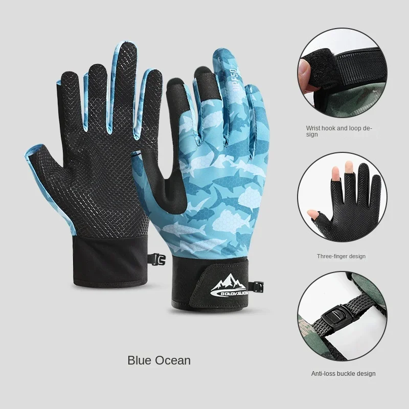 

New Winter Men's Fishing Gloves Outdoor Fishing Anti Slip and Wear Resistant Plush Warm Road Gloves Exposed Finger Touch Screen