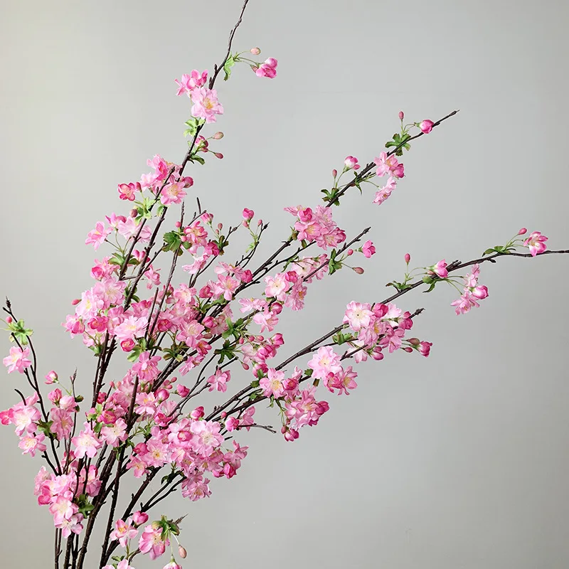 Lifelike Silk Peach Blossom Artificial Cherry Blossoms