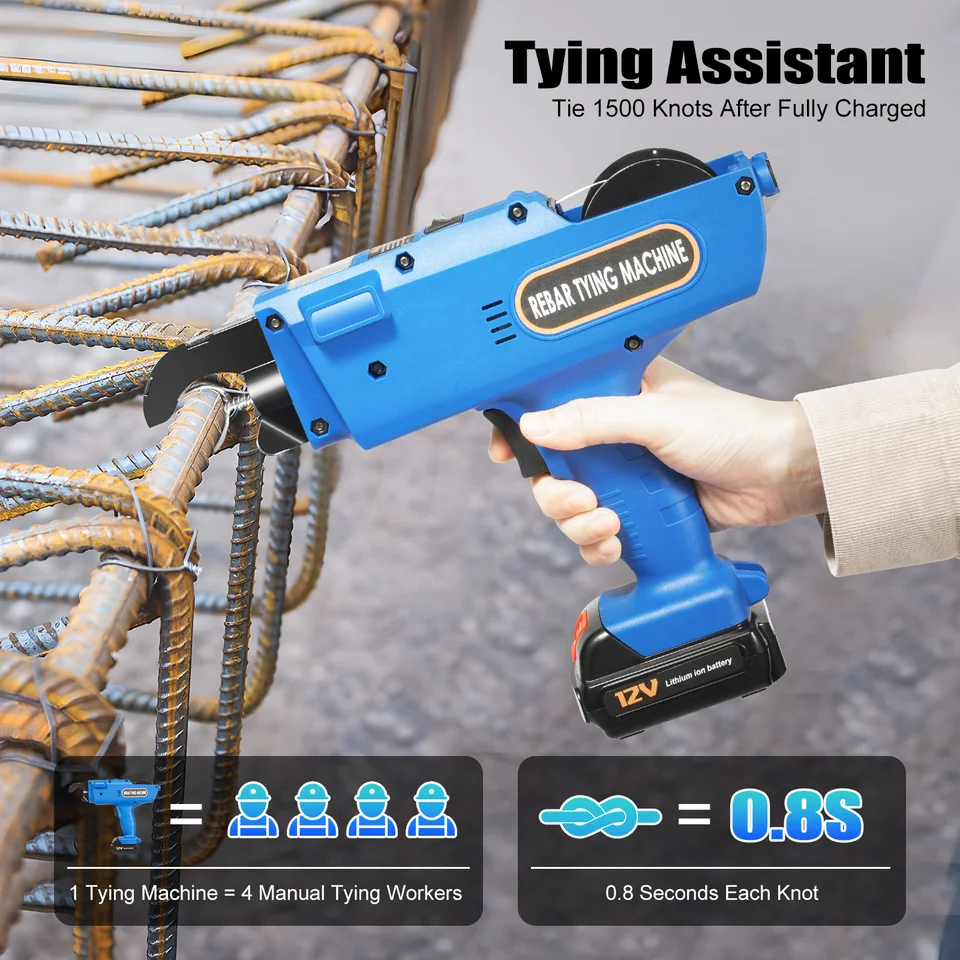 SAIYERUS 8-34mm/30-60mm Rebar Tying Machine Rebar Tying Tool, Automatic Rebar Tie Wire Twister Rebar Tie Tool W/2 X Batteries, Rebar Tier Tying