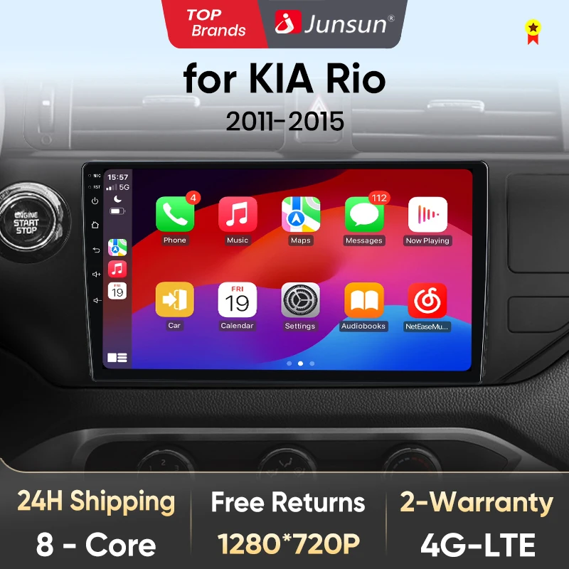 Junsun V1 Wireless CarPlay AndroidAuto Radio For KIA RIO 4G Car Intelligent Systems 2Din Autoradio GPS