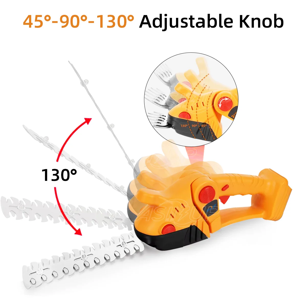 Asii3up 2 IN 1 Electric Hedge Trimmer 130° Adjustable Cordless Household Weed Shrub Pruning Garden Power Tool for Makita 18V 4