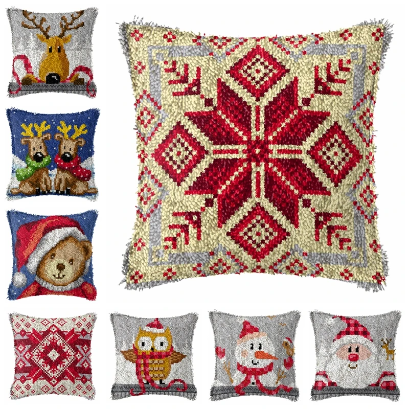 Рождественская защелка, крючок, сделай сам, мультфильм, Санта, ручная работа, печатная холщовая Подушка, защелка, крючок, набор аксессуаров klink haak kleed